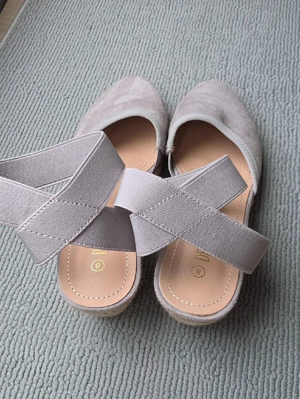 Dteam Pairs Women’s Light Gray Suede Ankle-Strap Wedges
